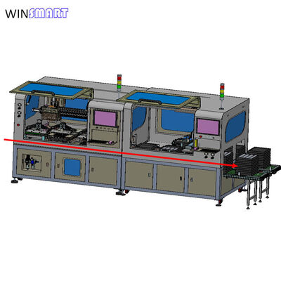 Dual Table Dual Spindle Inline PCB Depaneling Router with Tray Destacker and Stacker